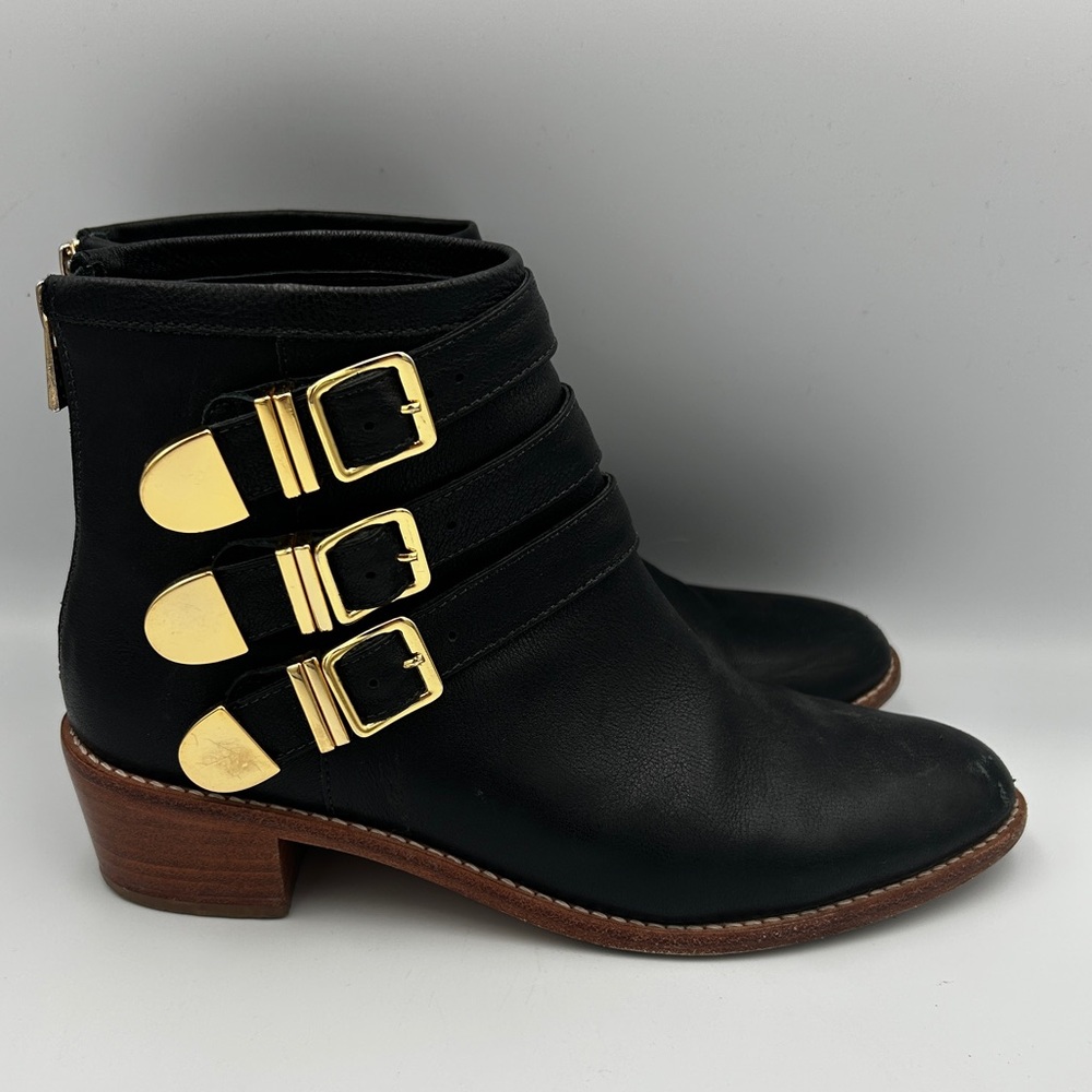 LOEFFLER RANDALL Fenton Buckle Leather Ankle Boots Booties Size 8